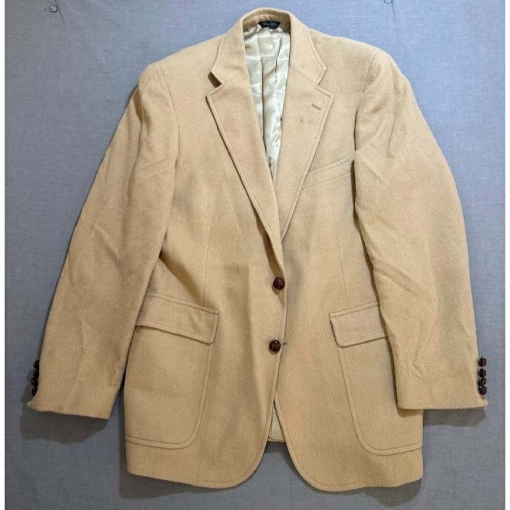 Vintage Chaps Ralph Lauren Blazer Adult 42 Beige Two Buttons Camel Hair Mens
